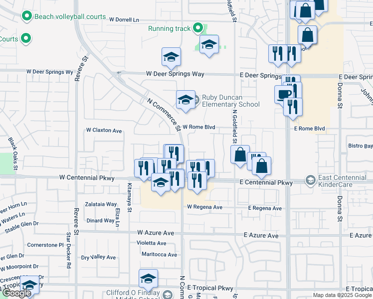 map of restaurants, bars, coffee shops, grocery stores, and more near Hazelnut Garden Street in Las Vegas