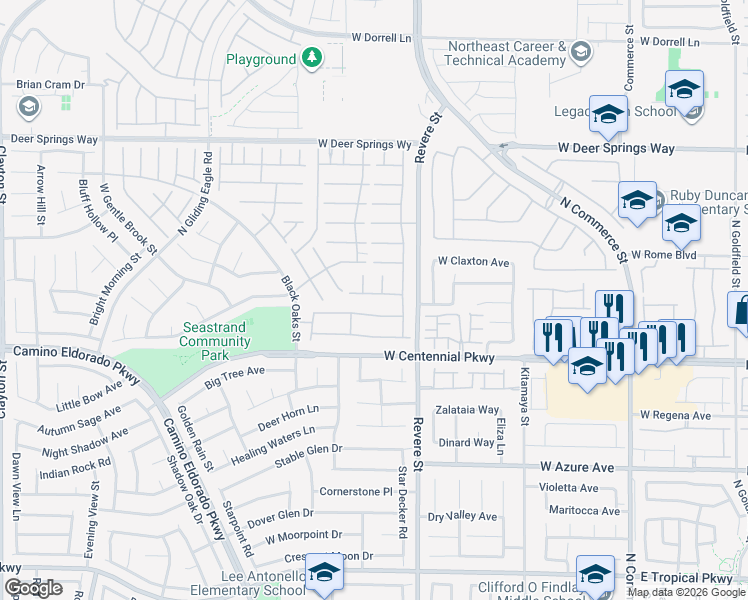 map of restaurants, bars, coffee shops, grocery stores, and more near 908 Stageline Avenue in North Las Vegas
