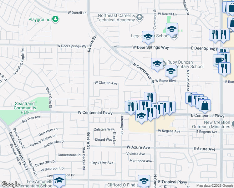 map of restaurants, bars, coffee shops, grocery stores, and more near 512 Black Bird Knoll Ct in North Las Vegas
