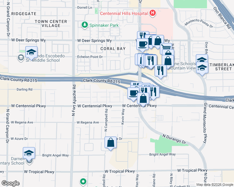 map of restaurants, bars, coffee shops, grocery stores, and more near 8962 West Ryan Creek Avenue in Las Vegas