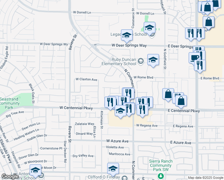 map of restaurants, bars, coffee shops, grocery stores, and more near 6512 North Setting Moon Street in North Las Vegas