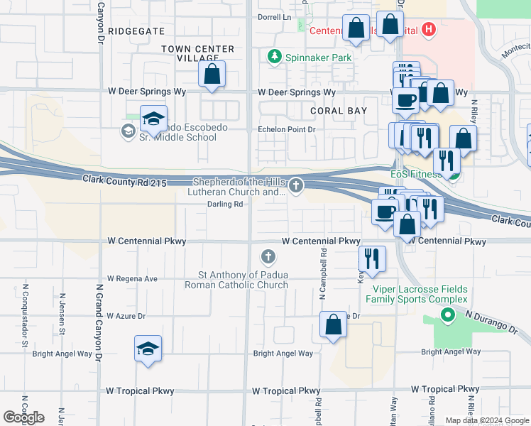 map of restaurants, bars, coffee shops, grocery stores, and more near 9171 Grand Sunburst Court in Las Vegas