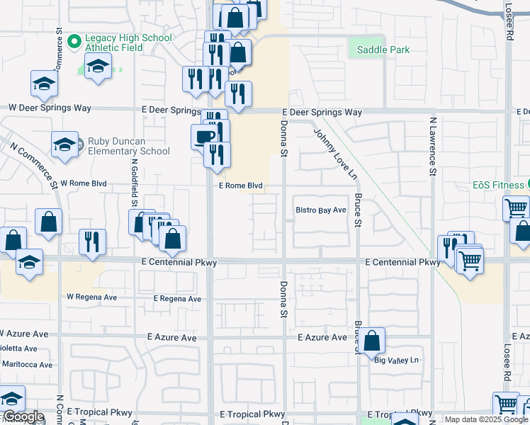 map of restaurants, bars, coffee shops, grocery stores, and more near 827 Grand Country Avenue in North Las Vegas
