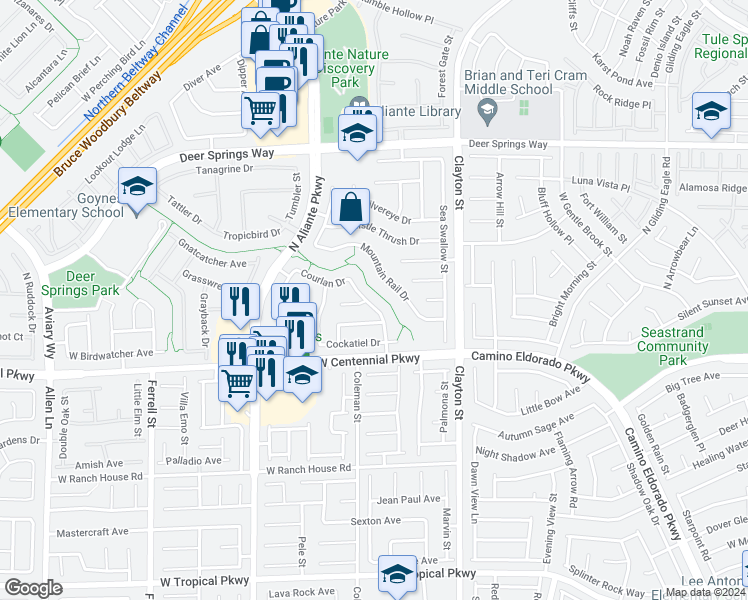 map of restaurants, bars, coffee shops, grocery stores, and more near 6508 Chebec Street in North Las Vegas