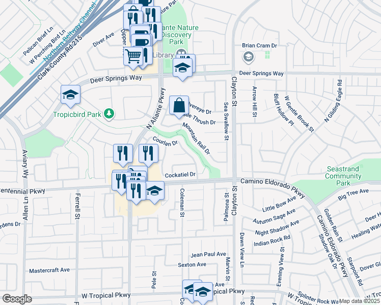 map of restaurants, bars, coffee shops, grocery stores, and more near 6508 Chebec Street in North Las Vegas