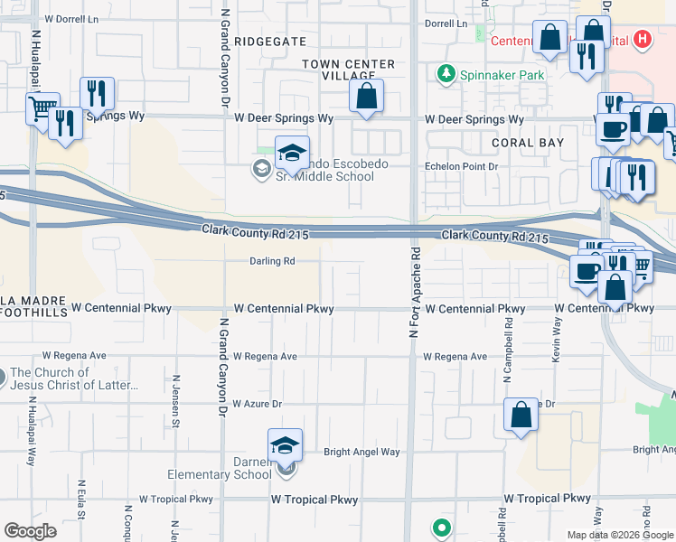 map of restaurants, bars, coffee shops, grocery stores, and more near 6480 Trautman Court in Las Vegas