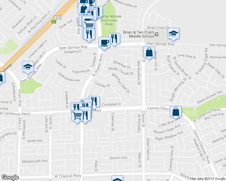 map of restaurants, bars, coffee shops, grocery stores, and more near 2436 Crane Court in North Las Vegas