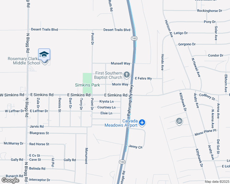 map of restaurants, bars, coffee shops, grocery stores, and more near 670 E Simkins Rd in Pahrump