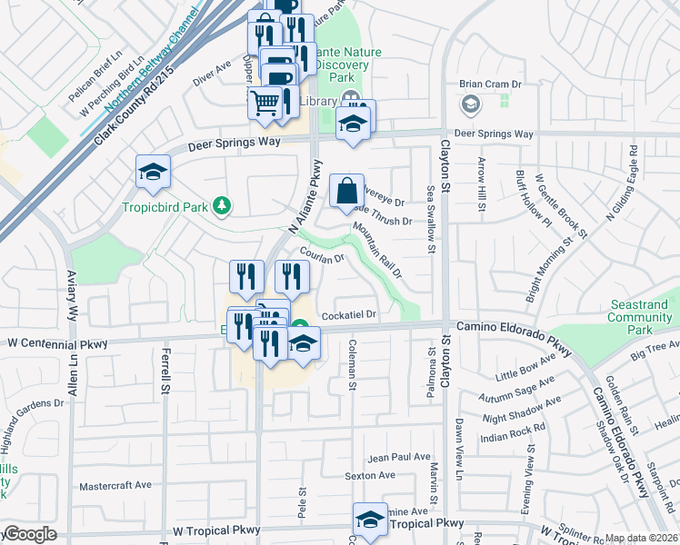 map of restaurants, bars, coffee shops, grocery stores, and more near 2428 Crane Court in North Las Vegas