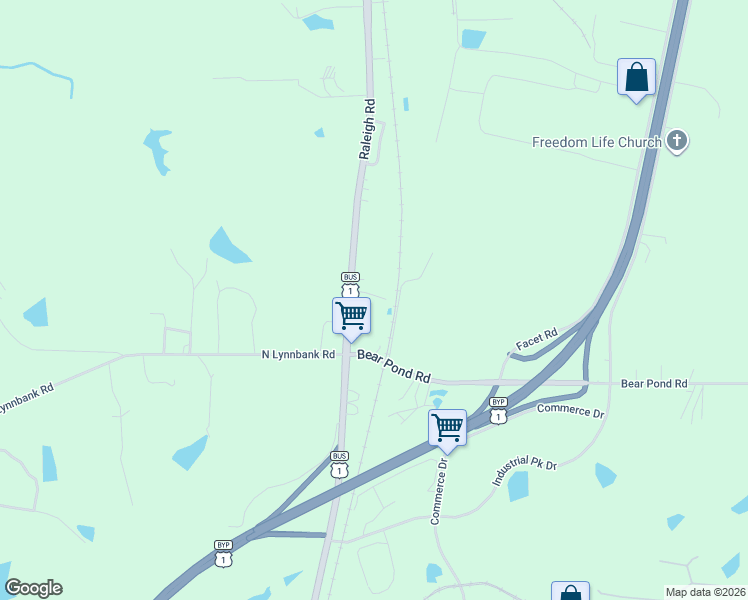 map of restaurants, bars, coffee shops, grocery stores, and more near 3845 Raleigh Road in Henderson