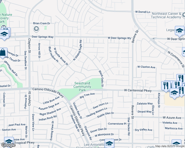 map of restaurants, bars, coffee shops, grocery stores, and more near 1308 Silent Sunset Avenue in North Las Vegas