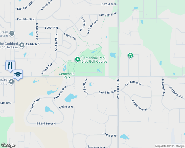 map of restaurants, bars, coffee shops, grocery stores, and more near 15512 East 87th Street North in Owasso