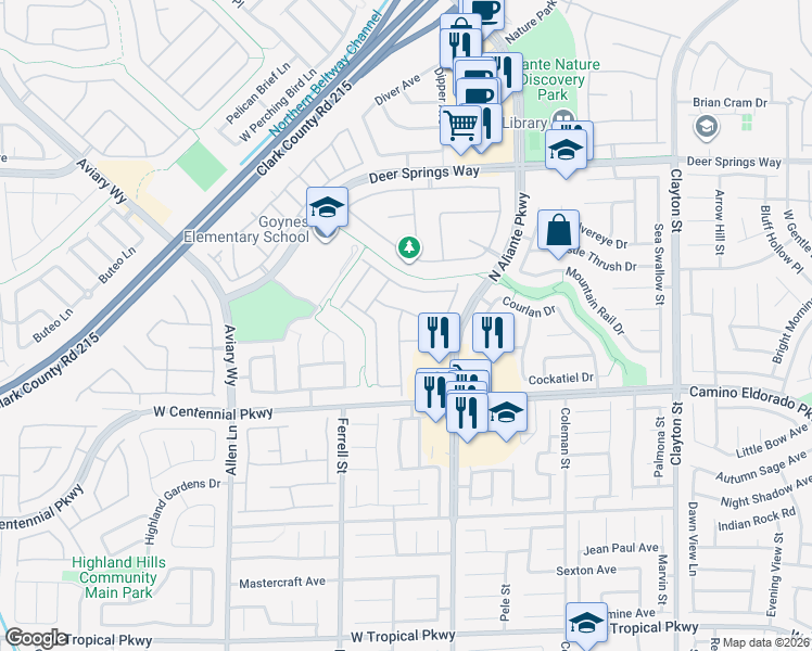 map of restaurants, bars, coffee shops, grocery stores, and more near 6512 Grayback Dr in North Las Vegas