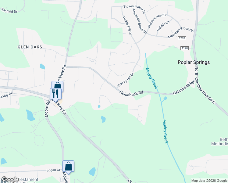 map of restaurants, bars, coffee shops, grocery stores, and more near 204 Helsabeck Road in King