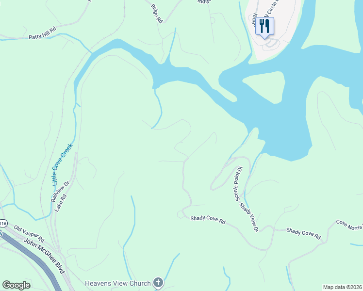map of restaurants, bars, coffee shops, grocery stores, and more near 136 Windover Lane in Caryville