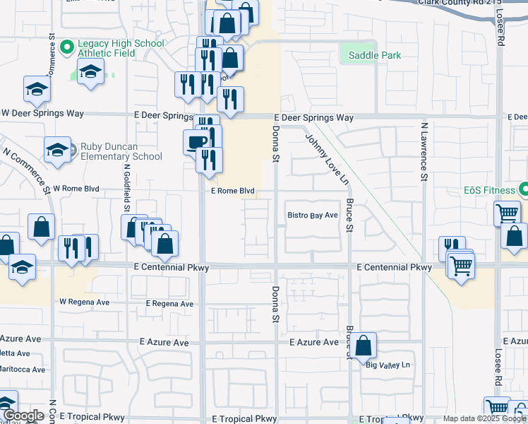 map of restaurants, bars, coffee shops, grocery stores, and more near 827 Grand Country Avenue in North Las Vegas