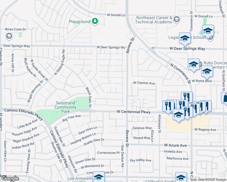 map of restaurants, bars, coffee shops, grocery stores, and more near 908 Stageline Avenue in North Las Vegas