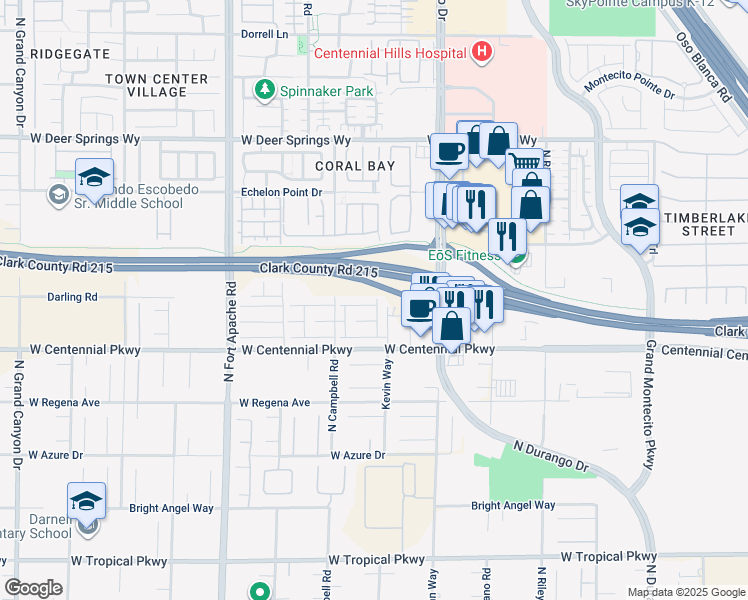 map of restaurants, bars, coffee shops, grocery stores, and more near 8932 West Ryan Creek Avenue in Las Vegas