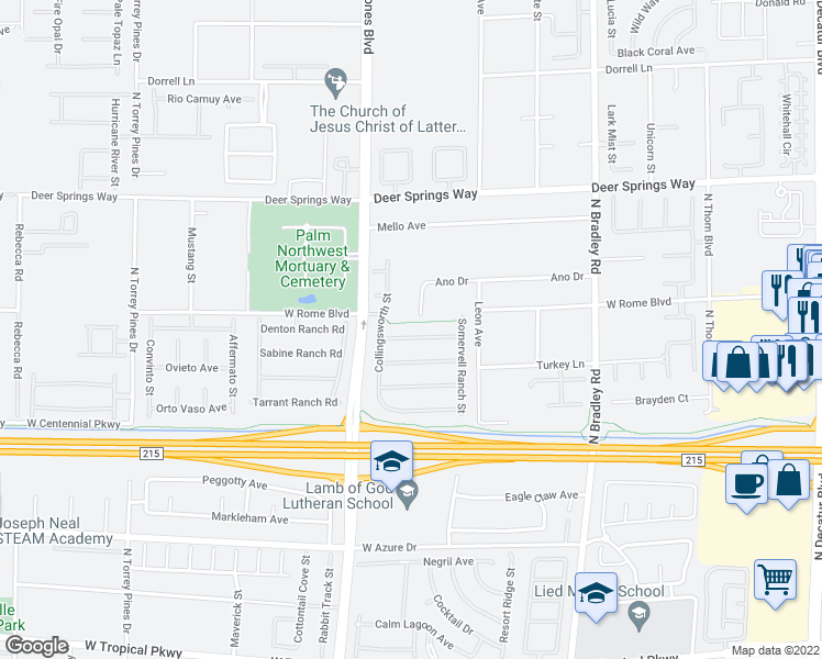 map of restaurants, bars, coffee shops, grocery stores, and more near 5904 Hansford Ranch Avenue in Las Vegas