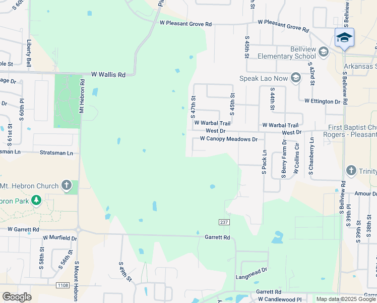 map of restaurants, bars, coffee shops, grocery stores, and more near 5810 South 47th Street in Rogers