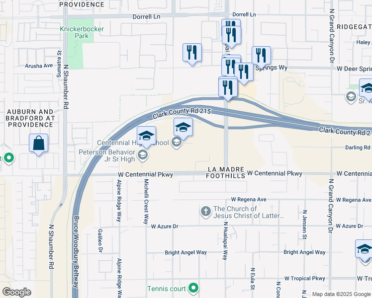 map of restaurants, bars, coffee shops, grocery stores, and more near 10200 West Centennial Parkway in Las Vegas