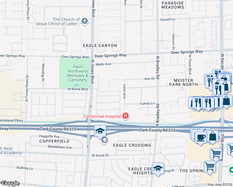 map of restaurants, bars, coffee shops, grocery stores, and more near 5820 Hansford Ranch Avenue in Las Vegas