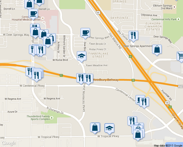 map of restaurants, bars, coffee shops, grocery stores, and more near 6509 Alpine Winter Court in Las Vegas
