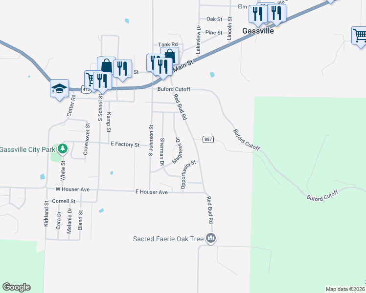 map of restaurants, bars, coffee shops, grocery stores, and more near 315 Magness Drive in Gassville