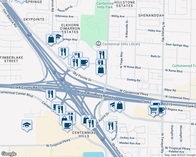 map of restaurants, bars, coffee shops, grocery stores, and more near in Las Vegas