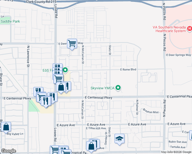 map of restaurants, bars, coffee shops, grocery stores, and more near 2832 King Michael Avenue in North Las Vegas