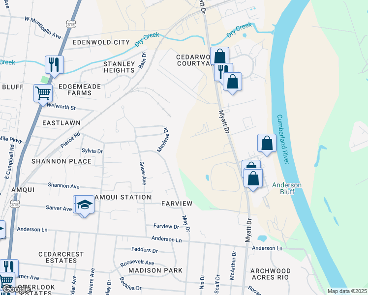 map of restaurants, bars, coffee shops, grocery stores, and more near 41 Fant Industrial Drive in Nashville