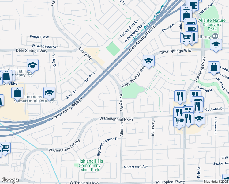map of restaurants, bars, coffee shops, grocery stores, and more near 3718 West Rock Dove Way in North Las Vegas