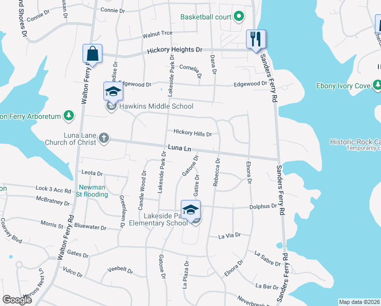 map of restaurants, bars, coffee shops, grocery stores, and more near 127 Luna Lane in Hendersonville