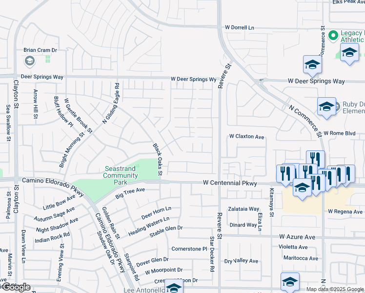map of restaurants, bars, coffee shops, grocery stores, and more near 6512 Becket Creek Court in North Las Vegas