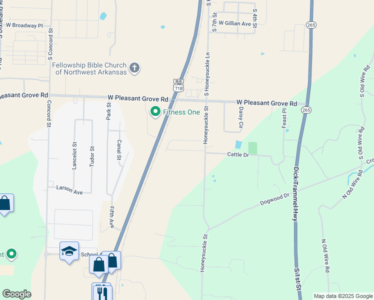map of restaurants, bars, coffee shops, grocery stores, and more near 1165-1689 North Bloomington Street in Lowell