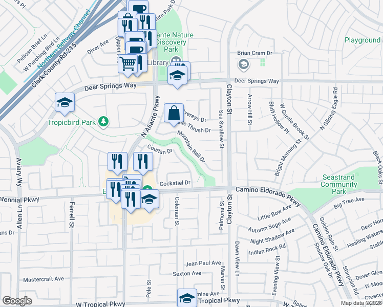 map of restaurants, bars, coffee shops, grocery stores, and more near 2229 Mountain Rail Drive in North Las Vegas