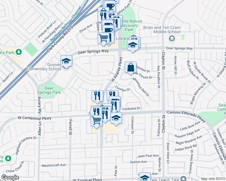map of restaurants, bars, coffee shops, grocery stores, and more near 6528 Copper Smith Court in North Las Vegas