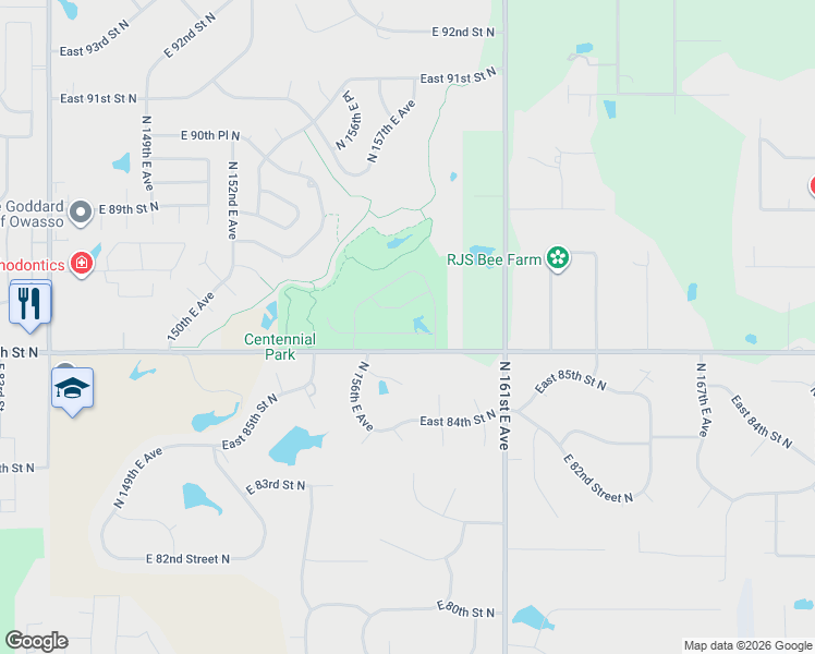 map of restaurants, bars, coffee shops, grocery stores, and more near 15519 East 87th Street North in Owasso