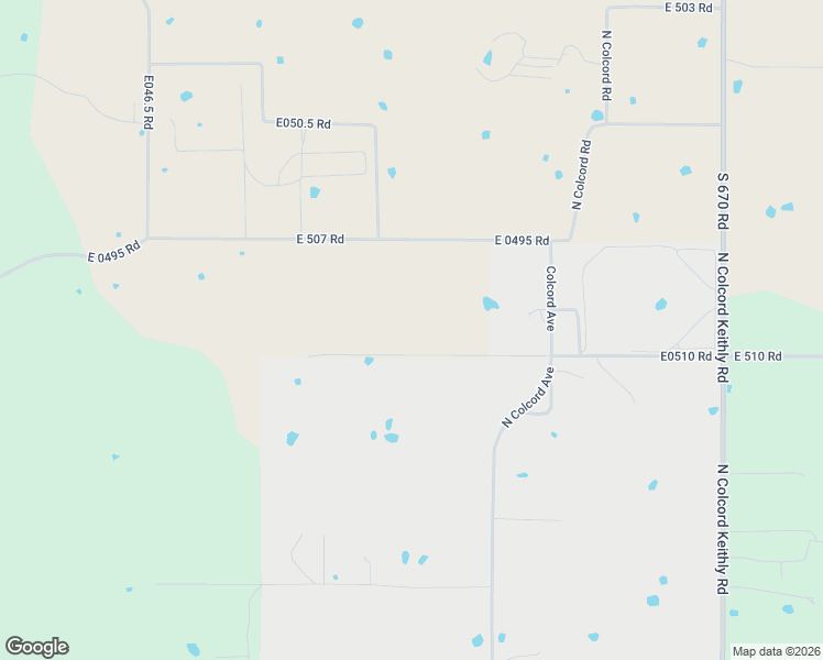 map of restaurants, bars, coffee shops, grocery stores, and more near E0510 Road in Colcord