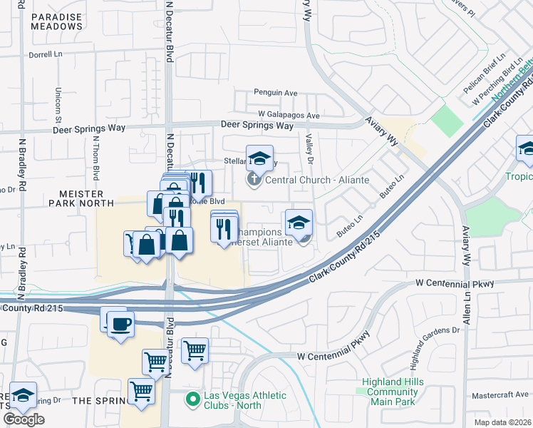 map of restaurants, bars, coffee shops, grocery stores, and more near 4425 West Rome Boulevard in North Las Vegas