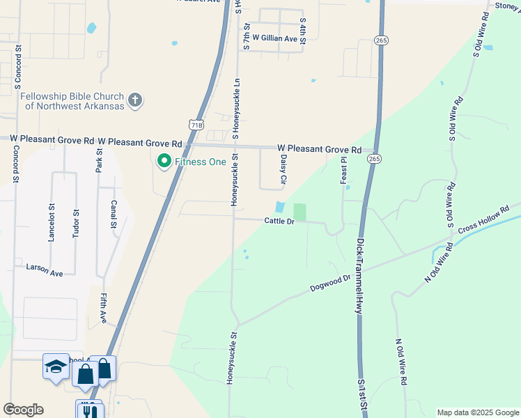 map of restaurants, bars, coffee shops, grocery stores, and more near 612 Cattle Drive in Lowell