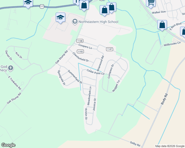 map of restaurants, bars, coffee shops, grocery stores, and more near 1915 Evergreen Drive in Elizabeth City