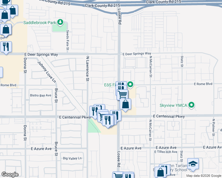 map of restaurants, bars, coffee shops, grocery stores, and more near 2399 Beauty Vista Street in North Las Vegas