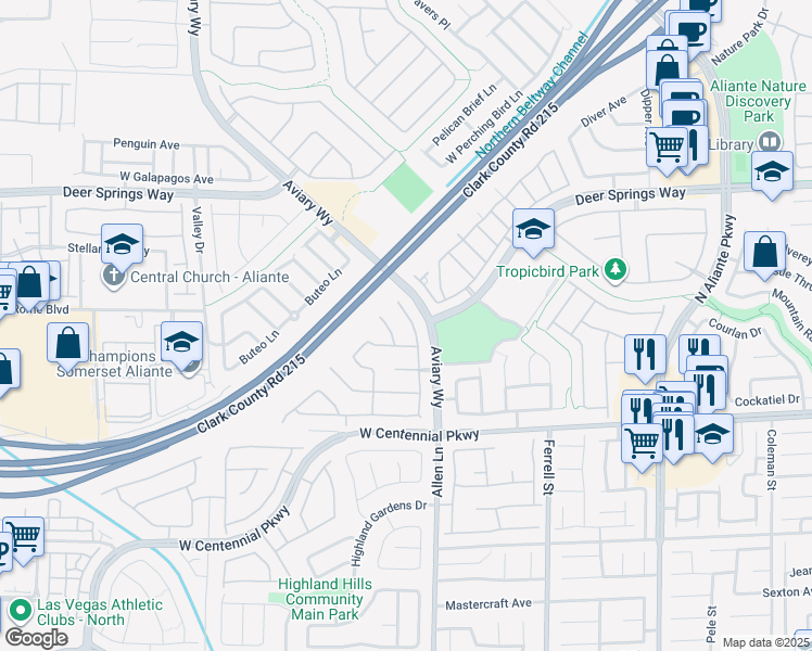 map of restaurants, bars, coffee shops, grocery stores, and more near 3718 West Rock Dove Way in North Las Vegas