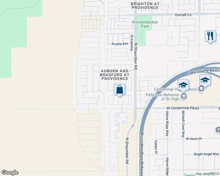 map of restaurants, bars, coffee shops, grocery stores, and more near 6526 Brooklyn Heights Street in Las Vegas