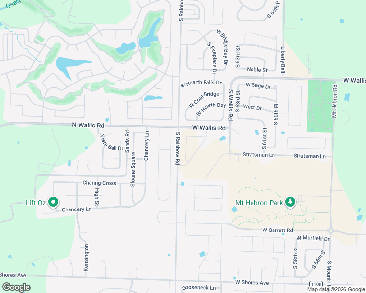 map of restaurants, bars, coffee shops, grocery stores, and more near 5804 South 65th Place in Rogers