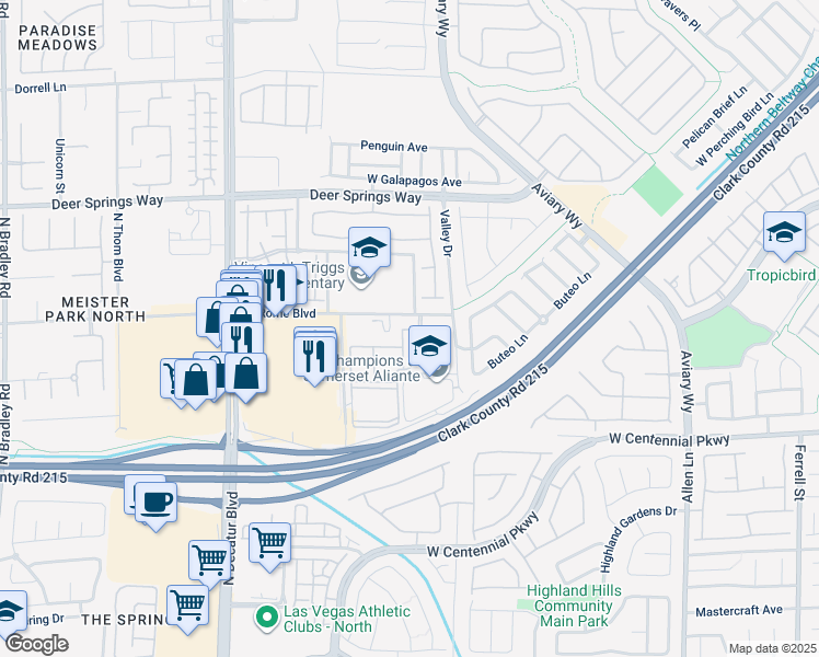 map of restaurants, bars, coffee shops, grocery stores, and more near 4425 West Rome Boulevard in North Las Vegas