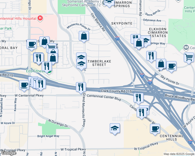 map of restaurants, bars, coffee shops, grocery stores, and more near 8300 Antler Ridge Avenue in Las Vegas