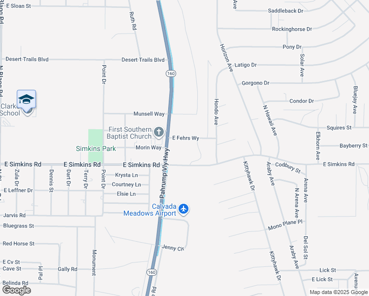 map of restaurants, bars, coffee shops, grocery stores, and more near 900 East Simkins Road in Pahrump