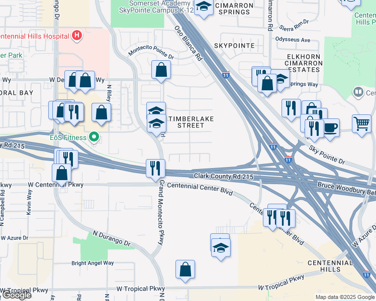 map of restaurants, bars, coffee shops, grocery stores, and more near 8300 Antler Ridge Avenue in Las Vegas